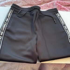 Karl Lagerfeld Black Pants Joggers with Logo Side Stripes